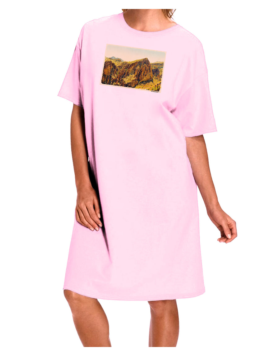 Arizona Mountains Watercolor Adult Wear Around Night Shirt and Dress-Night Shirt-TooLoud-Pink-One-Size-Fits-Most-Davson Sales