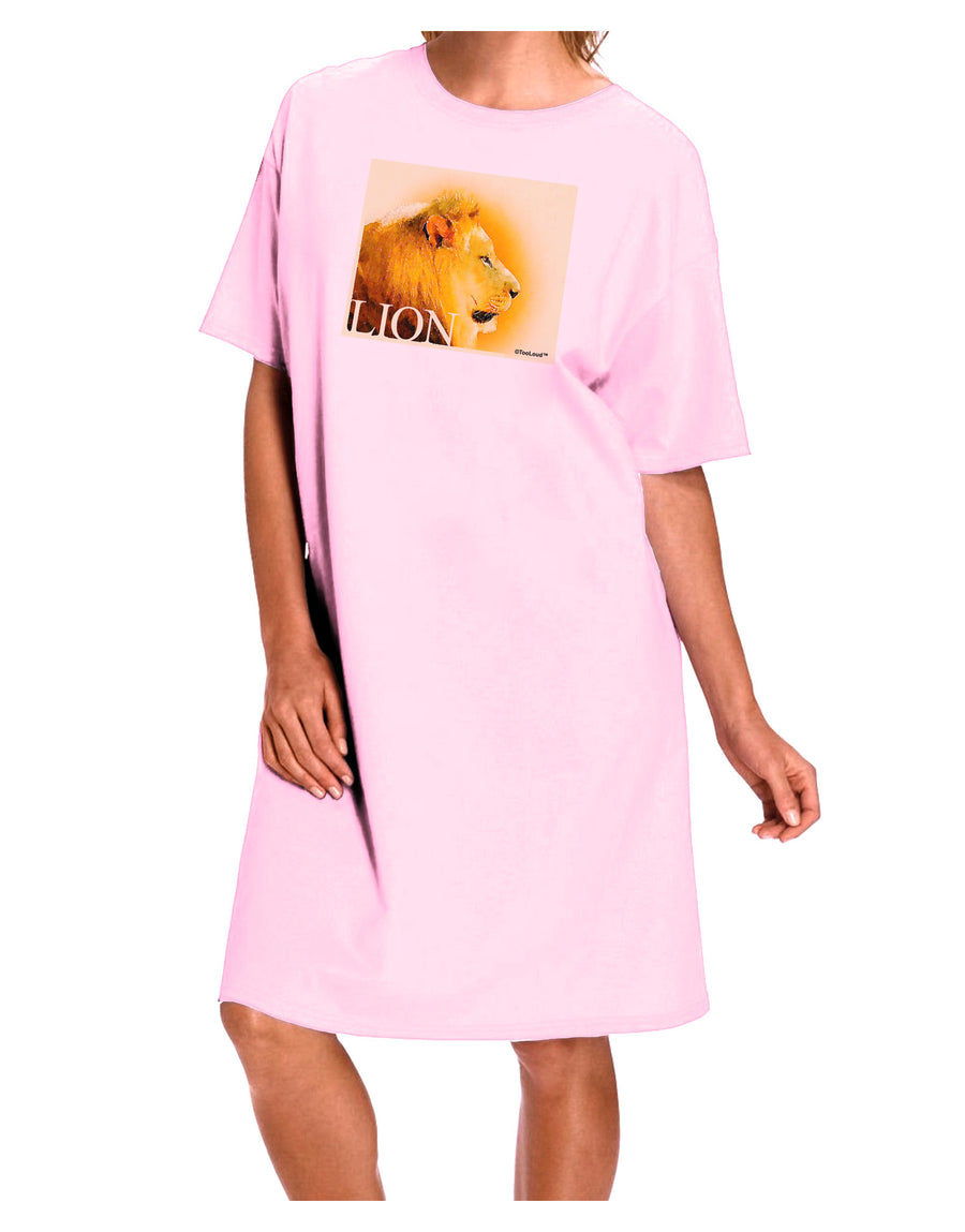 Lion Watercolor 3 Text Adult Wear Around Night Shirt and Dress-Night Shirt-TooLoud-Pink-One-Size-Fits-Most-Davson Sales