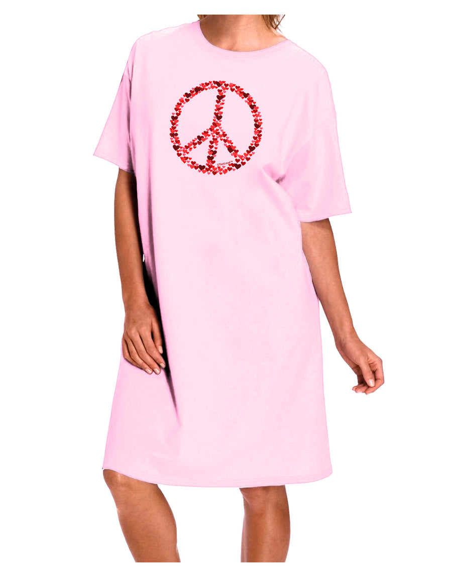 Peace Sign Hearts Red Adult Wear Around Night Shirt and Dress-Night Shirt-TooLoud-Pink-One-Size-Fits-Most-Davson Sales