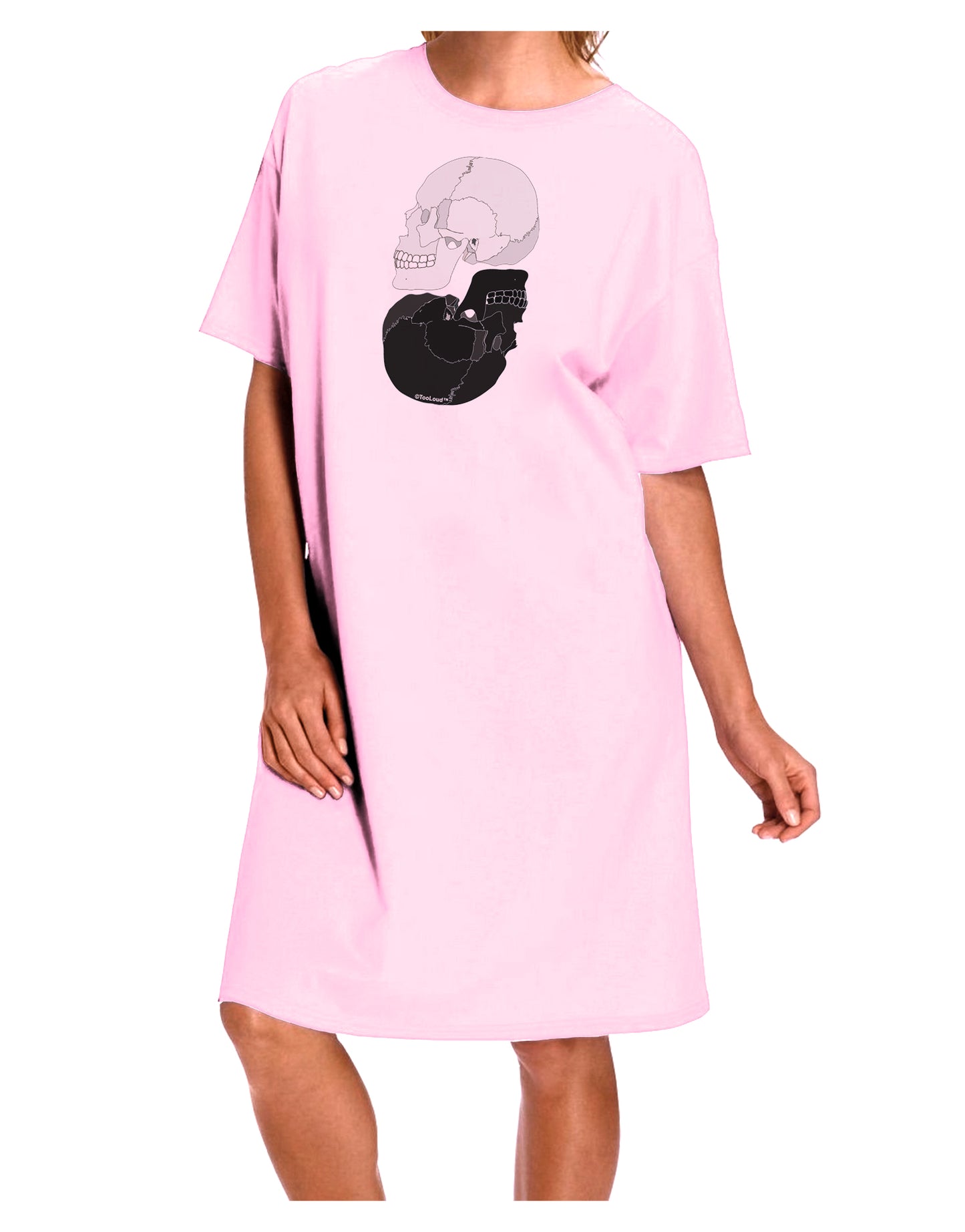 White And Black Inverted Skulls Adult Wear Around Night Shirt and Dress by TooLoud-Night Shirt-TooLoud-Pink-One-Size-Fits-Most-Davson Sales