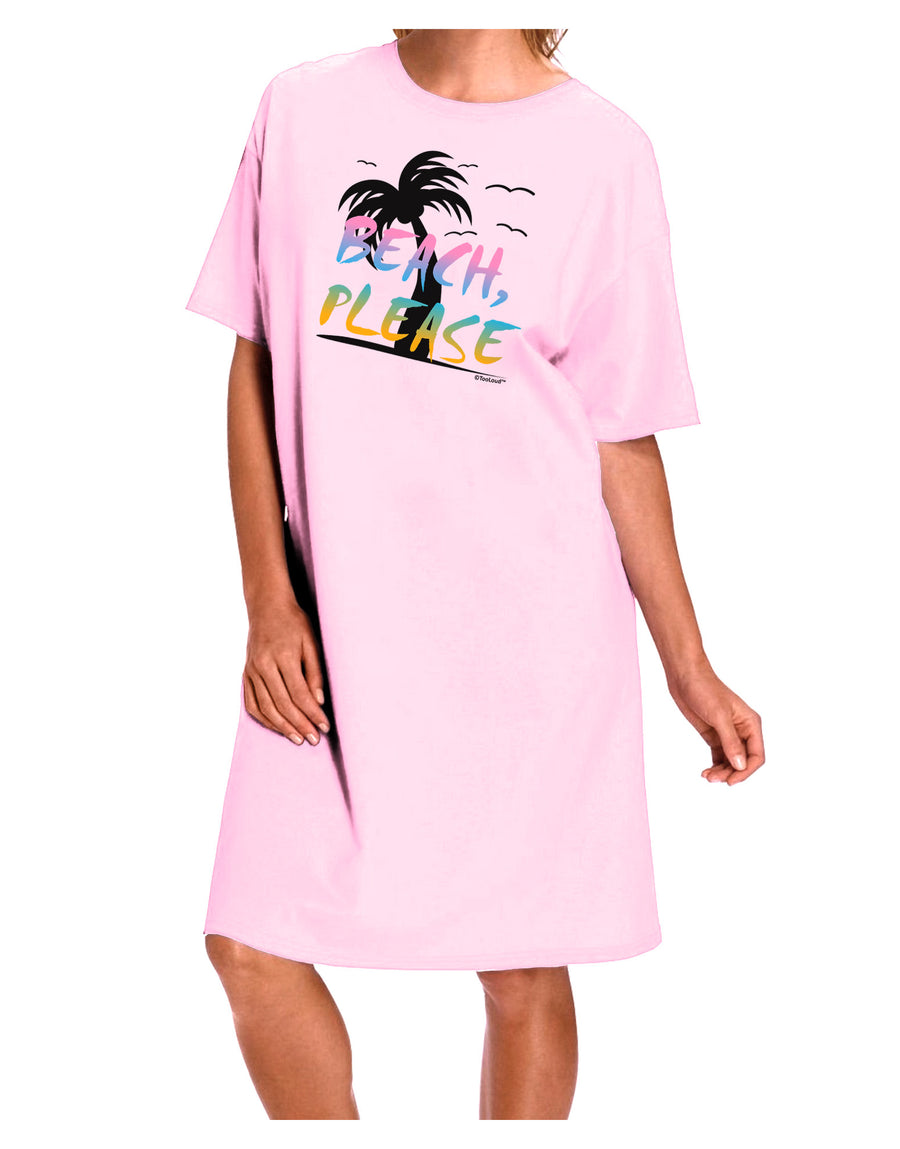 Beach Please - Summer Colors with Palm Trees Adult Wear Around Night Shirt and Dress-Night Shirt-TooLoud-Pink-One-Size-Fits-Most-Davson Sales