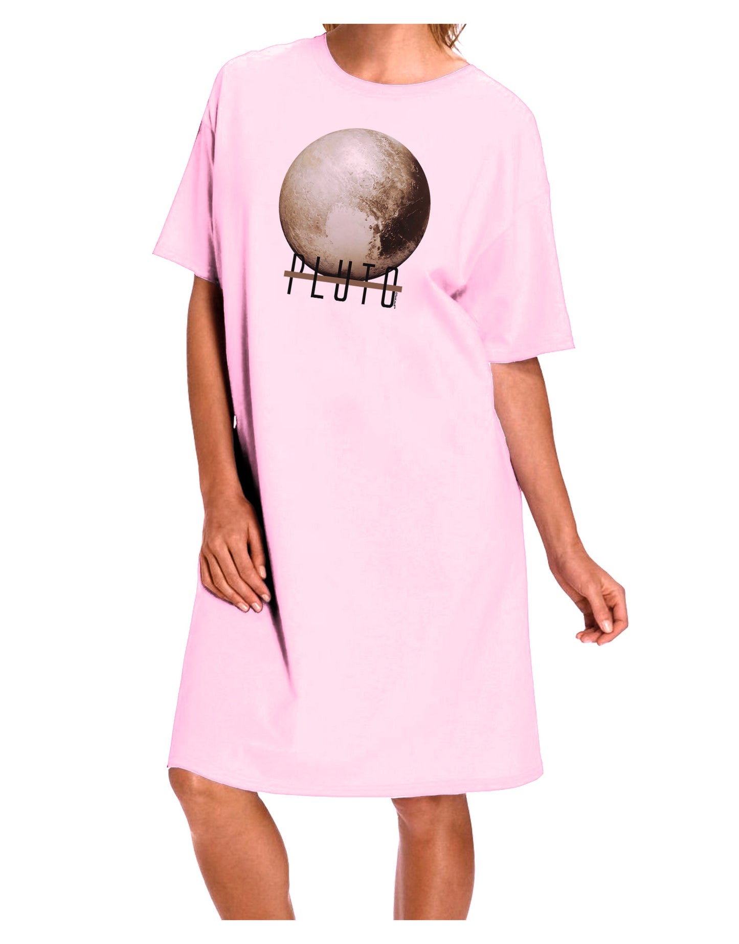 Planet Pluto Text Adult Wear Around Night Shirt and Dress-Night Shirt-TooLoud-Pink-One-Size-Fits-Most-Davson Sales