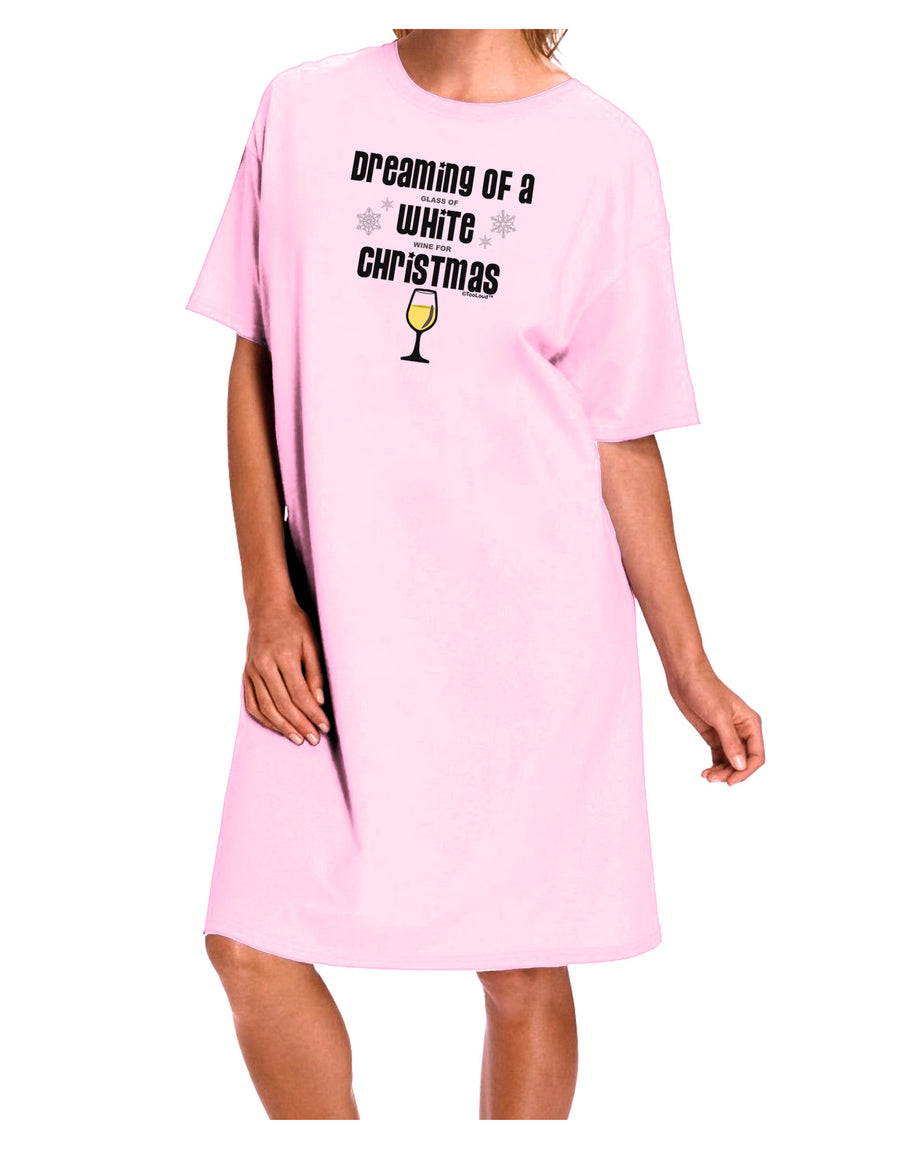 White Wine For Christmas Adult Wear Around Night Shirt and Dress-Night Shirt-TooLoud-Pink-One-Size-Fits-Most-Davson Sales