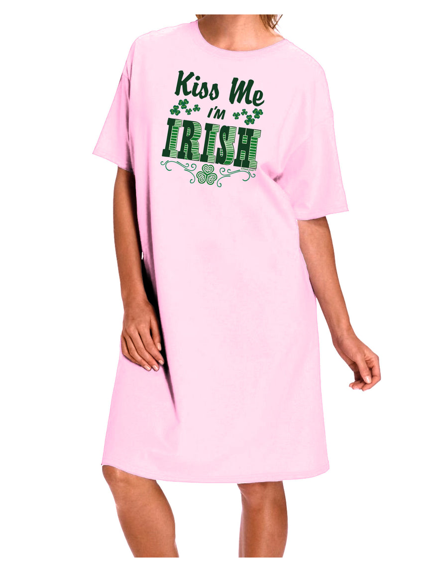 Kiss Me I'm Irish St Patricks Day Adult Wear Around Night Shirt and Dress-Night Shirt-TooLoud-Red-One-Size-Fits-Most-Davson Sales