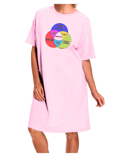 Beer Boy and Games Diagram Adult Wear Around Night Shirt and Dress-Night Shirt-TooLoud-Pink-One-Size-Fits-Most-Davson Sales