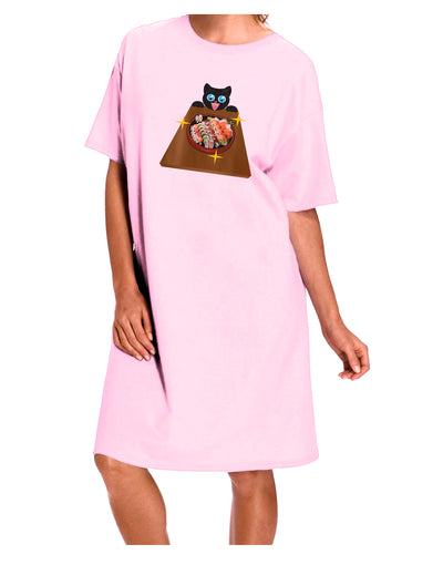 Anime Cat Loves Sushi Adult Wear Around Night Shirt and Dress by TooLoud-Night Shirt-TooLoud-Pink-One-Size-Fits-Most-Davson Sales