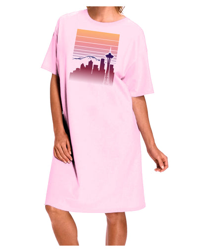 Seattle Skyline Sunrise Adult Wear Around Night Shirt and Dress-Night Shirt-TooLoud-Pink-One-Size-Fits-Most-Davson Sales