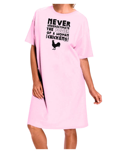 A Woman With Chickens Adult Wear Around Night Shirt and Dress-Night Shirt-TooLoud-Pink-One-Size-Fits-Most-Davson Sales