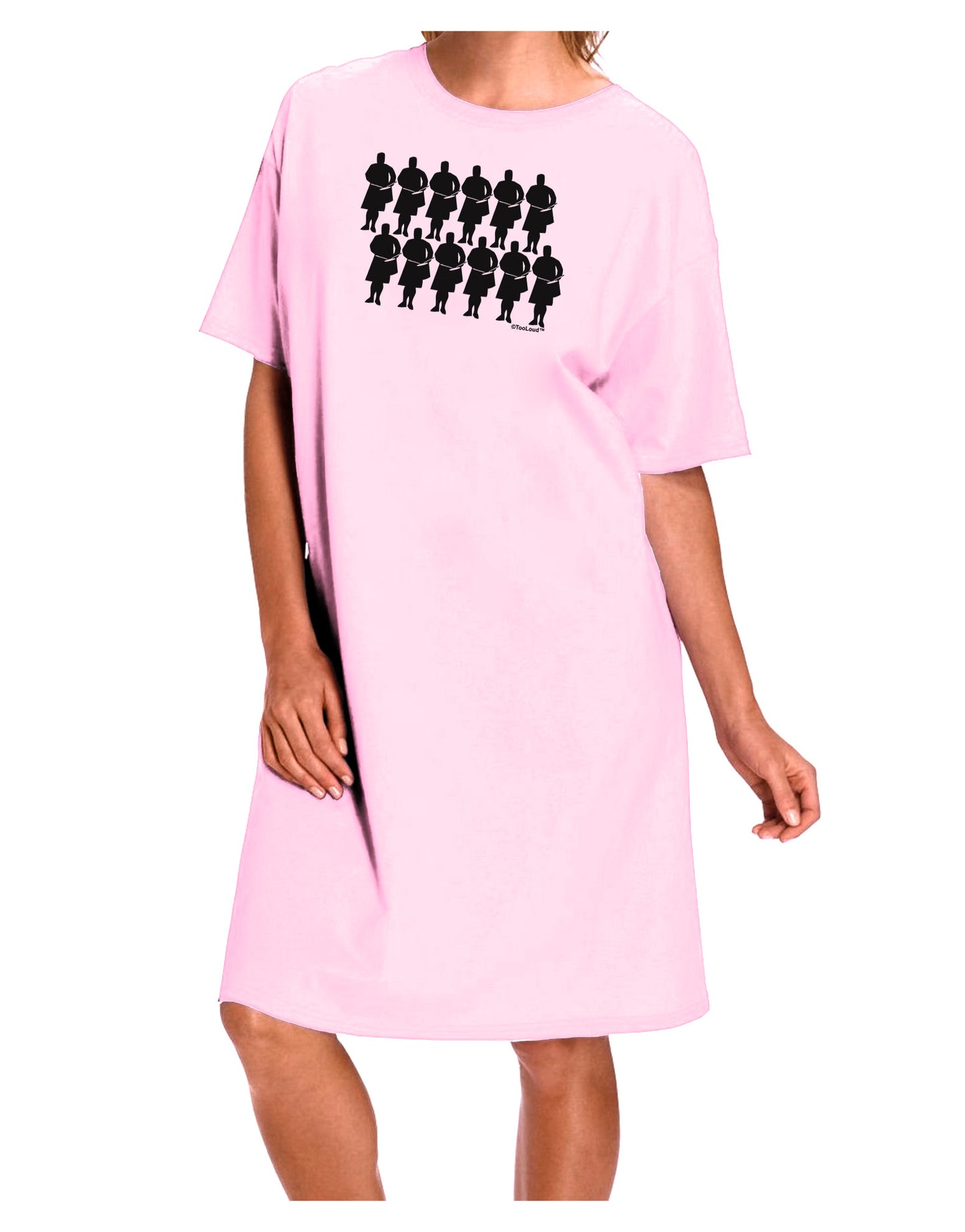 Twelve Drummers Drumming Adult Wear Around Night Shirt and Dress-Night Shirt-TooLoud-Pink-One-Size-Fits-Most-Davson Sales