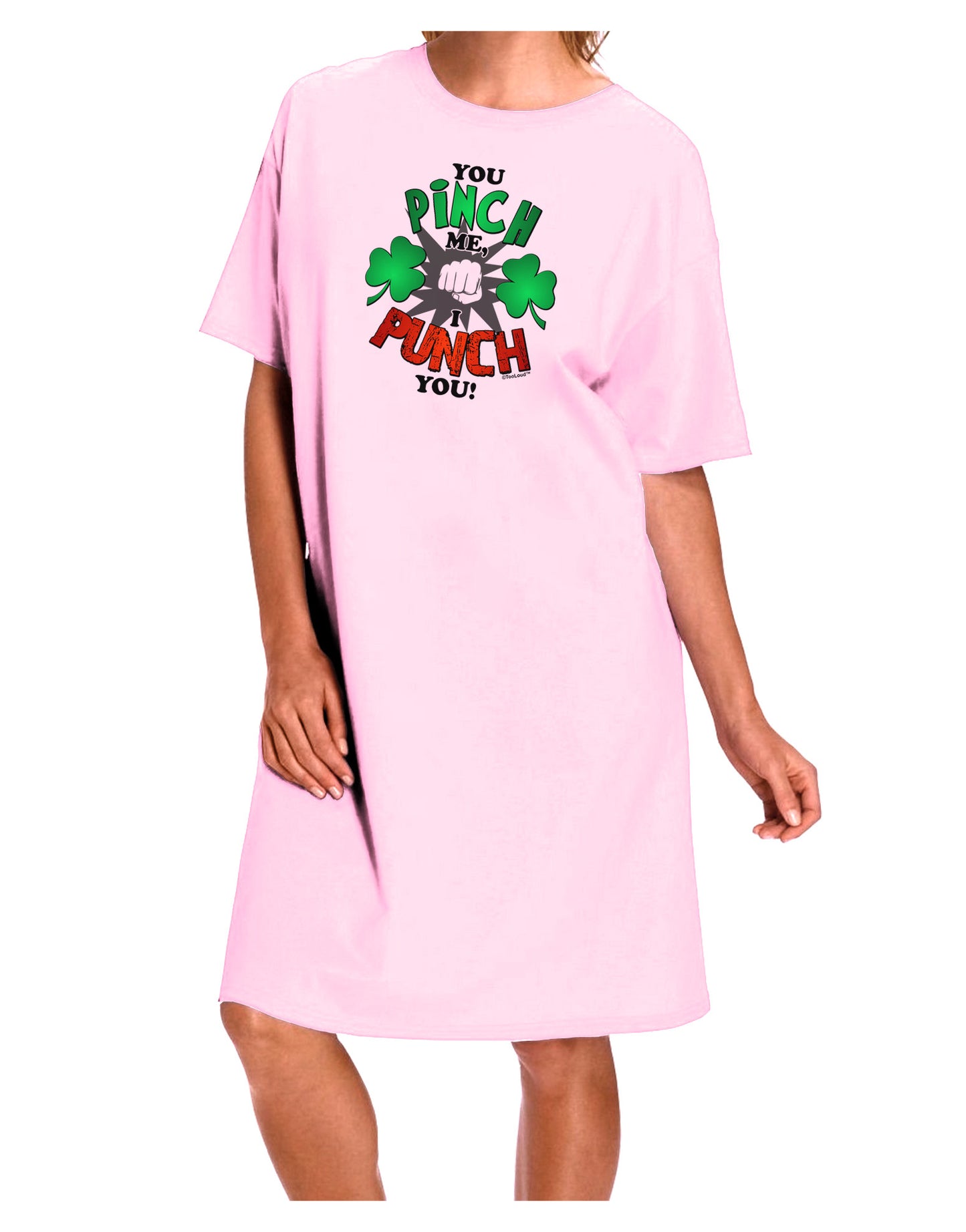 You Pinch Me I Punch You Adult Wear Around Night Shirt and Dress-Night Shirt-TooLoud-Pink-One-Size-Fits-Most-Davson Sales