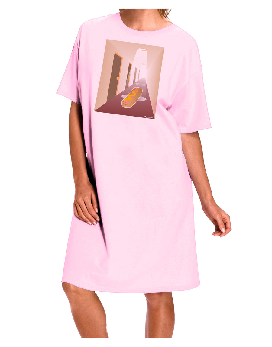 Hotdog in a Hallway Adult Wear Around Night Shirt and Dress-Night Shirt-TooLoud-Pink-One-Size-Fits-Most-Davson Sales