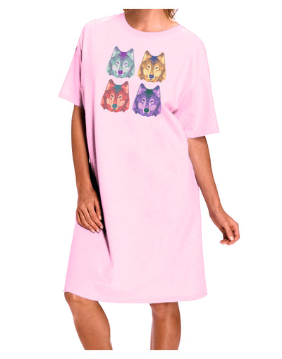 Geometric Wolf Head Pop Art Adult Wear Around Night Shirt and Dress-Night Shirt-TooLoud-Pink-One-Size-Fits-Most-Davson Sales