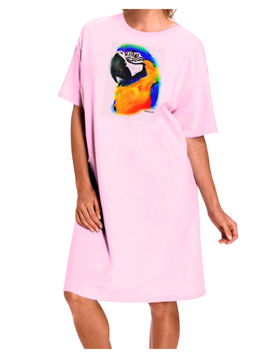 Brightly Colored Parrot Watercolor Adult Wear Around Night Shirt and Dress-Night Shirt-TooLoud-Pink-One-Size-Fits-Most-Davson Sales