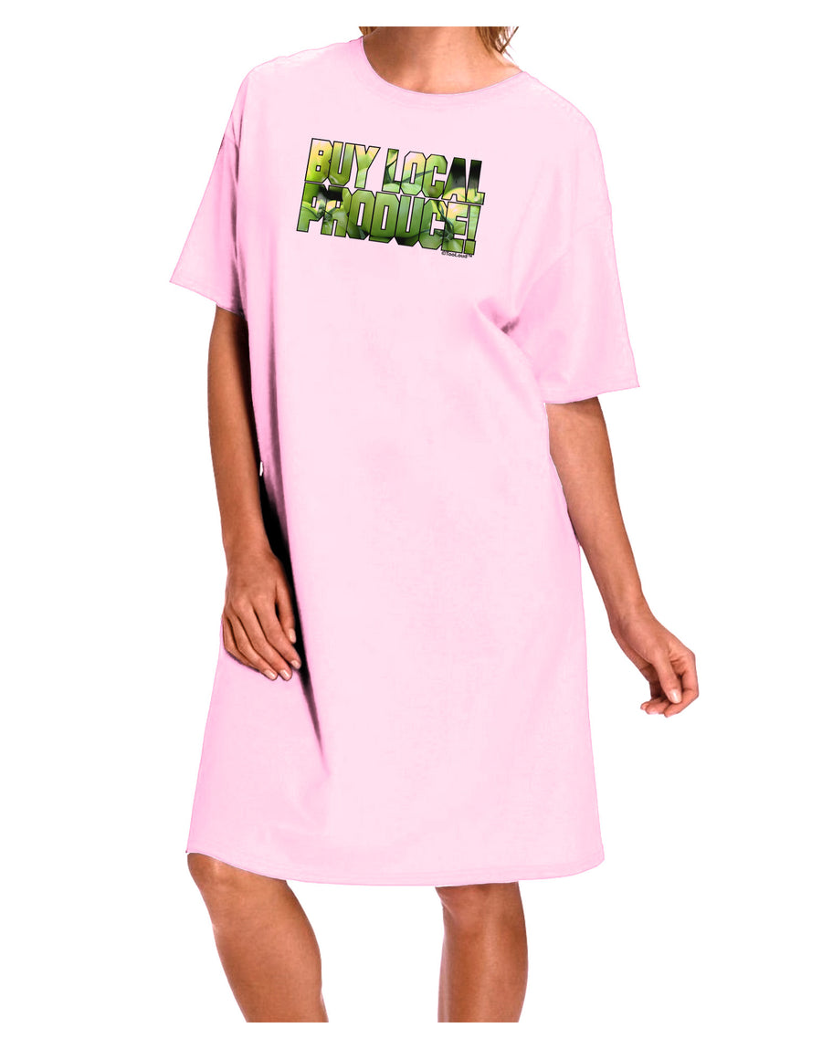 Buy Local - Green Tomatoes Text Adult Wear Around Night Shirt and Dress-Night Shirt-TooLoud-Pink-One-Size-Fits-Most-Davson Sales