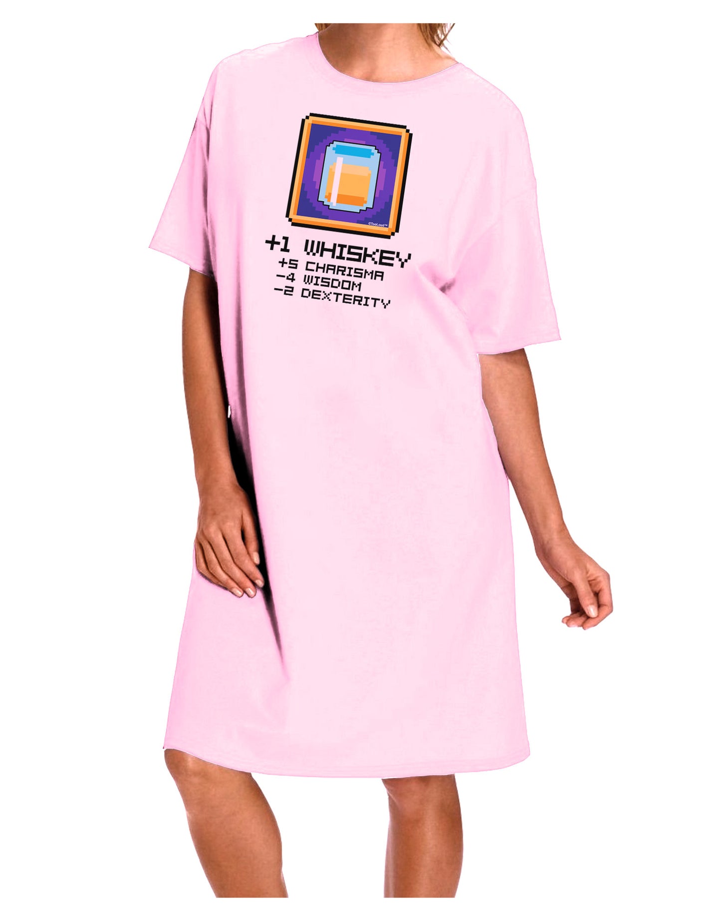 Pixel Whiskey Item Adult Wear Around Night Shirt and Dress-Night Shirt-TooLoud-Pink-One-Size-Fits-Most-Davson Sales
