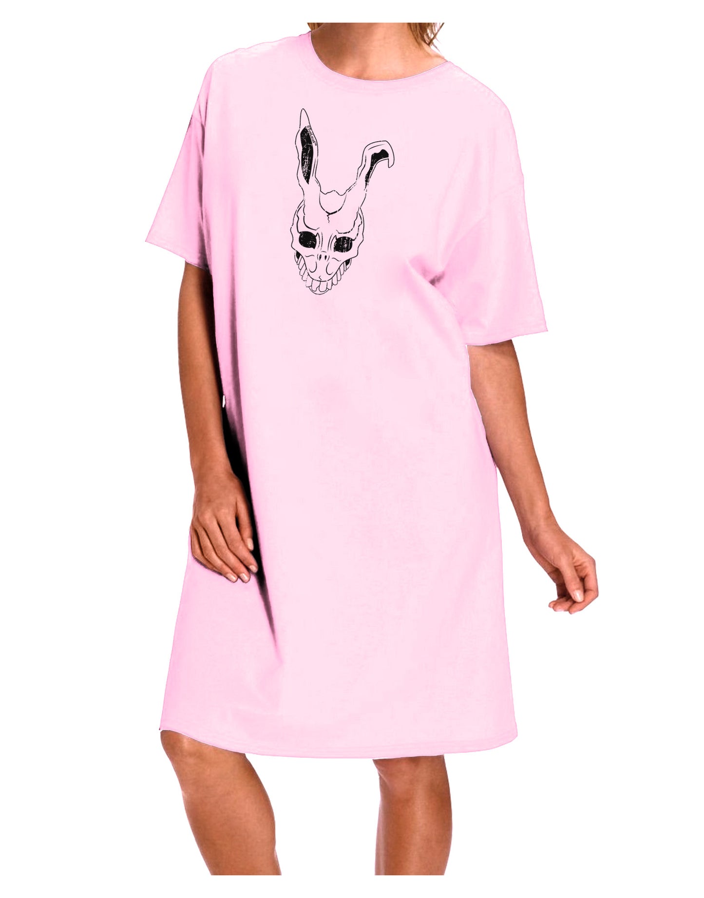 Scary Bunny Face White Distressed Adult Wear Around Night Shirt and Dress-Night Shirt-TooLoud-Pink-One-Size-Fits-Most-Davson Sales