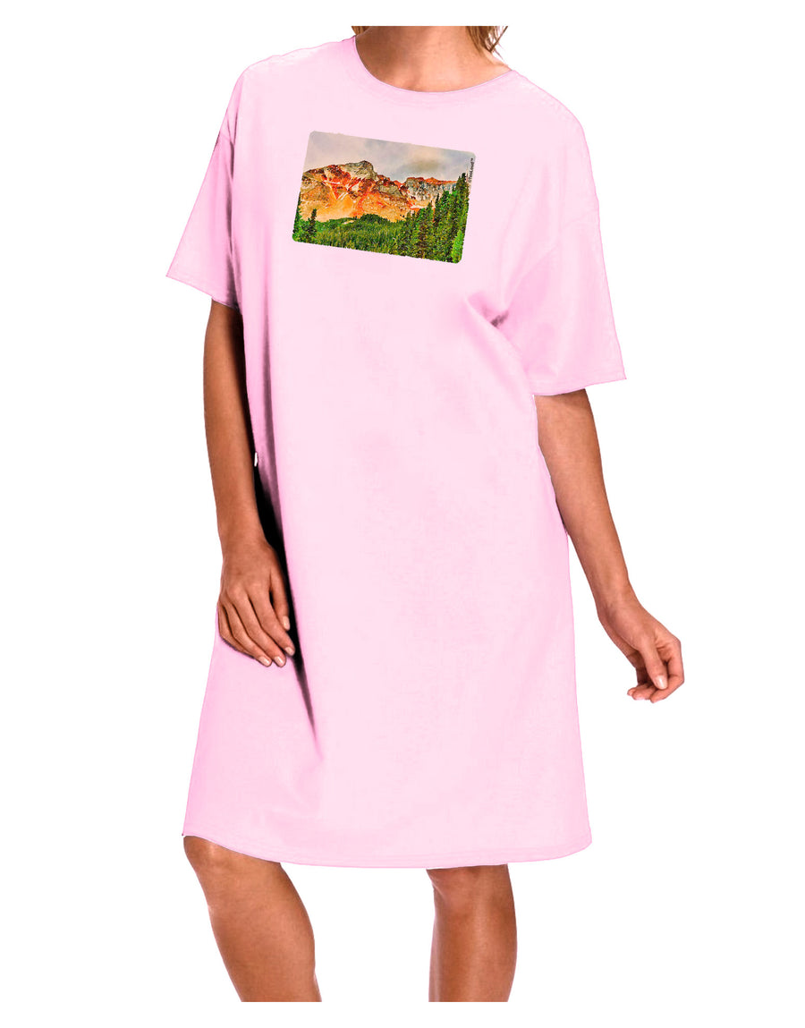 Colorado Forrest Watercolor Adult Wear Around Night Shirt and Dress-Night Shirt-TooLoud-Pink-One-Size-Fits-Most-Davson Sales