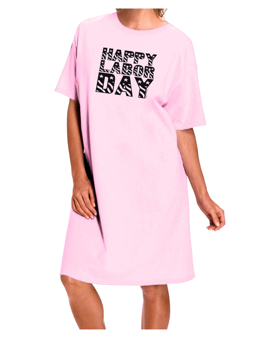 Happy Labor Day Text Adult Wear Around Night Shirt and Dress-Night Shirt-TooLoud-Red-One-Size-Fits-Most-Davson Sales