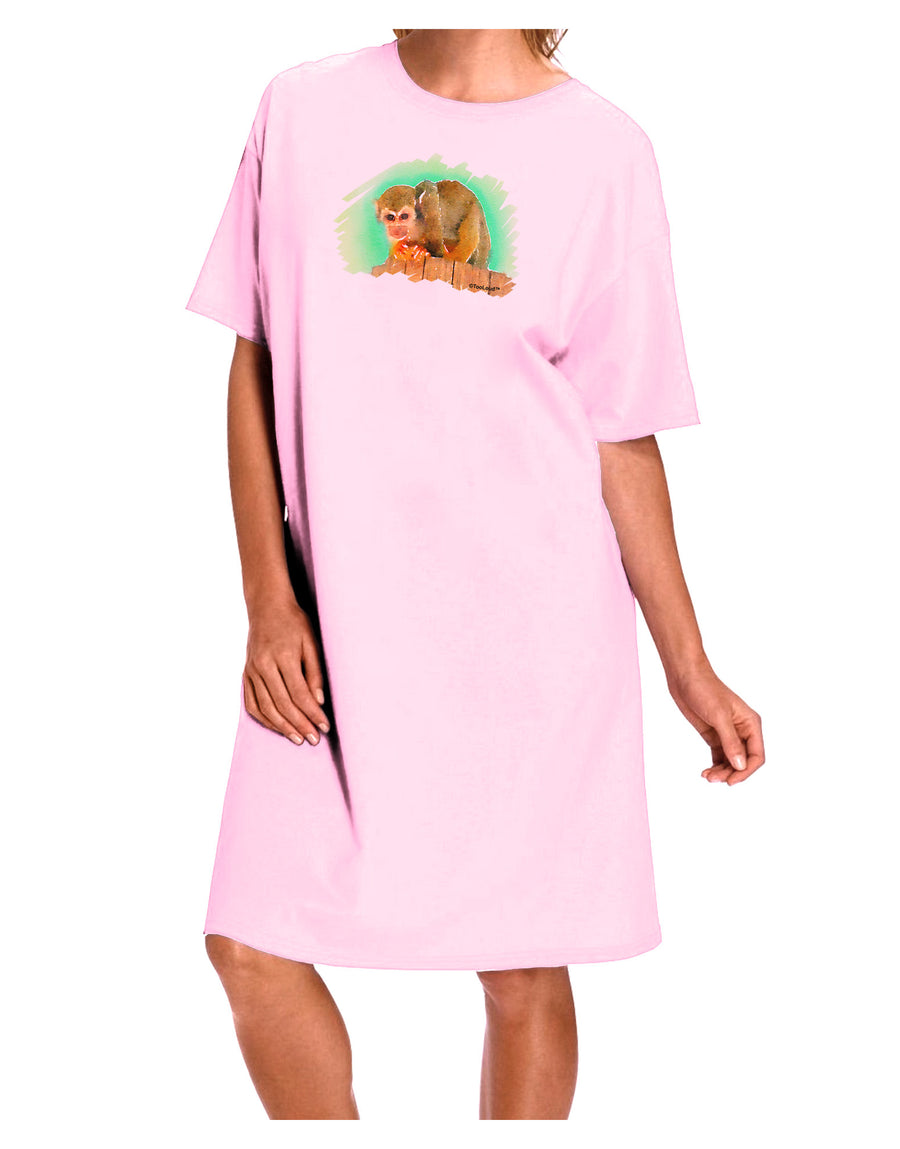 Squirrel Monkey Watercolor Adult Wear Around Night Shirt and Dress-Night Shirt-TooLoud-Pink-One-Size-Fits-Most-Davson Sales