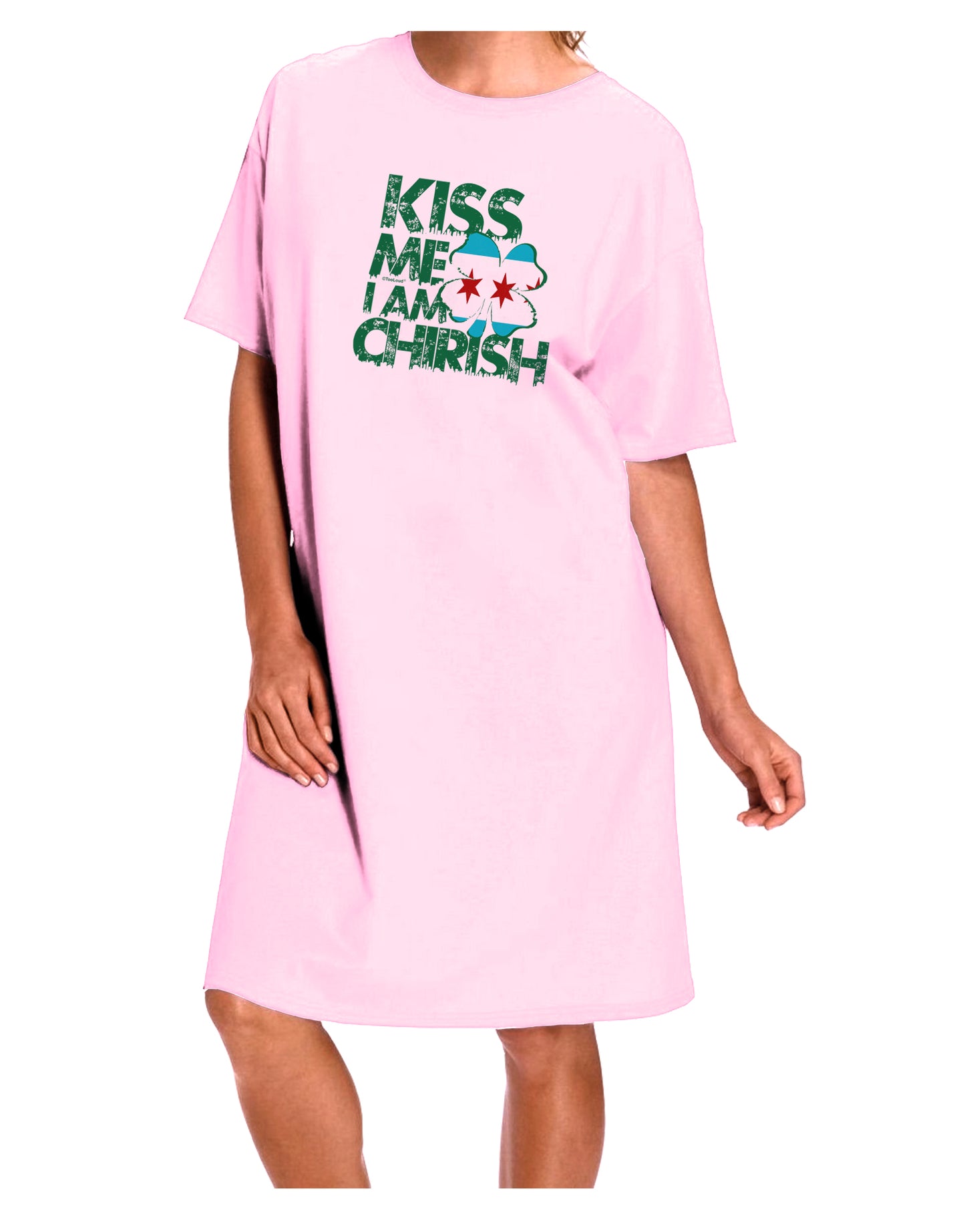 Kiss Me I'm Chirish Adult Wear Around Night Shirt and Dress by TooLoud-Night Shirt-TooLoud-Pink-One-Size-Fits-Most-Davson Sales