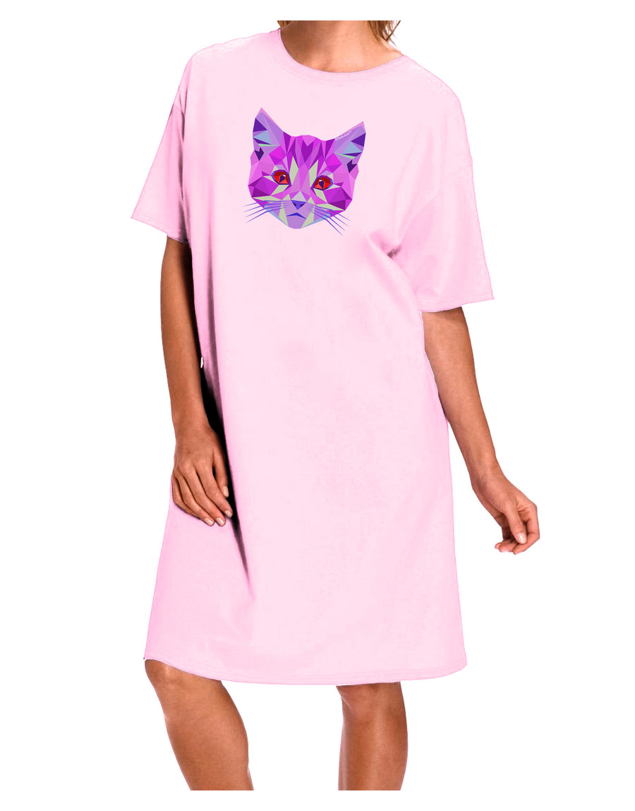 Geometric Kitty Purple Adult Wear Around Night Shirt and Dress-Night Shirt-TooLoud-Pink-One-Size-Fits-Most-Davson Sales