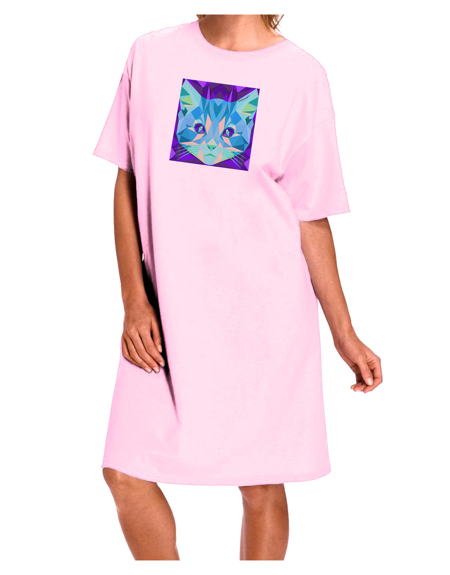 Geometric Kitty Inverted Adult Wear Around Night Shirt and Dress-Night Shirt-TooLoud-Pink-One-Size-Fits-Most-Davson Sales