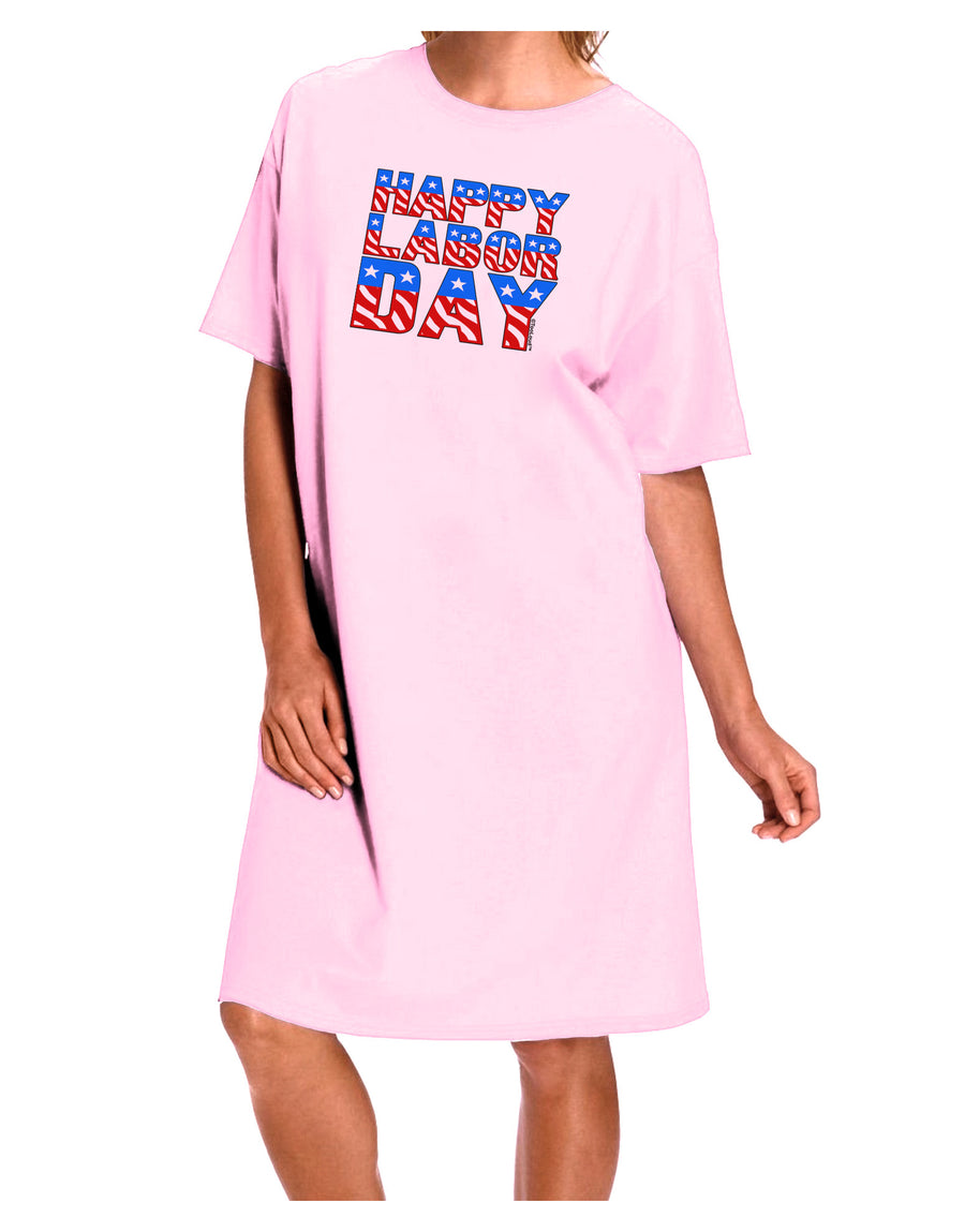 Happy Labor Day ColorText Adult Wear Around Night Shirt and Dress-Night Shirt-TooLoud-Pink-One-Size-Fits-Most-Davson Sales