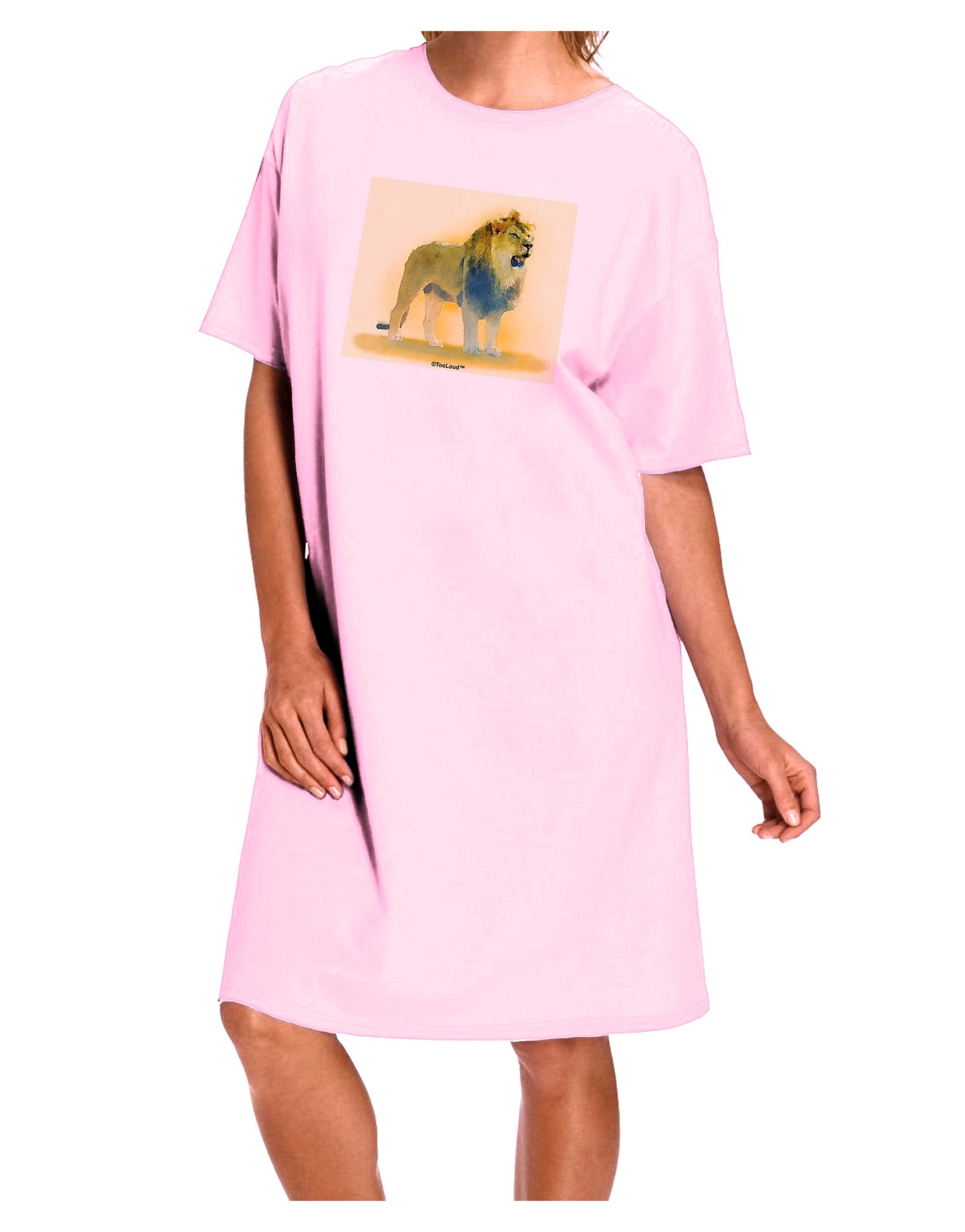 Lion Watercolor 1 Adult Wear Around Night Shirt and Dress-Night Shirt-TooLoud-Pink-One-Size-Fits-Most-Davson Sales
