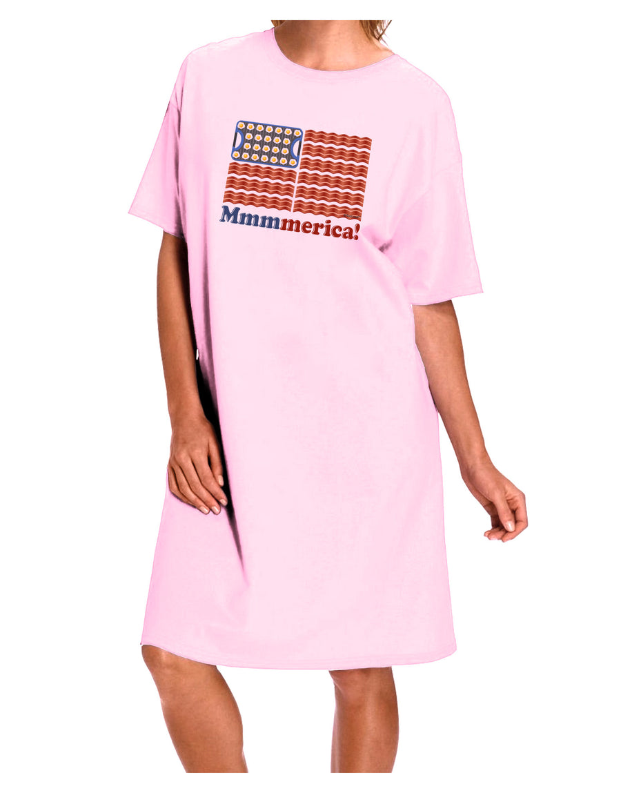 American Breakfast Flag - Bacon and Eggs - Mmmmerica Adult Wear Around Night Shirt and Dress-Night Shirt-TooLoud-Pink-One-Size-Fits-Most-Davson Sales