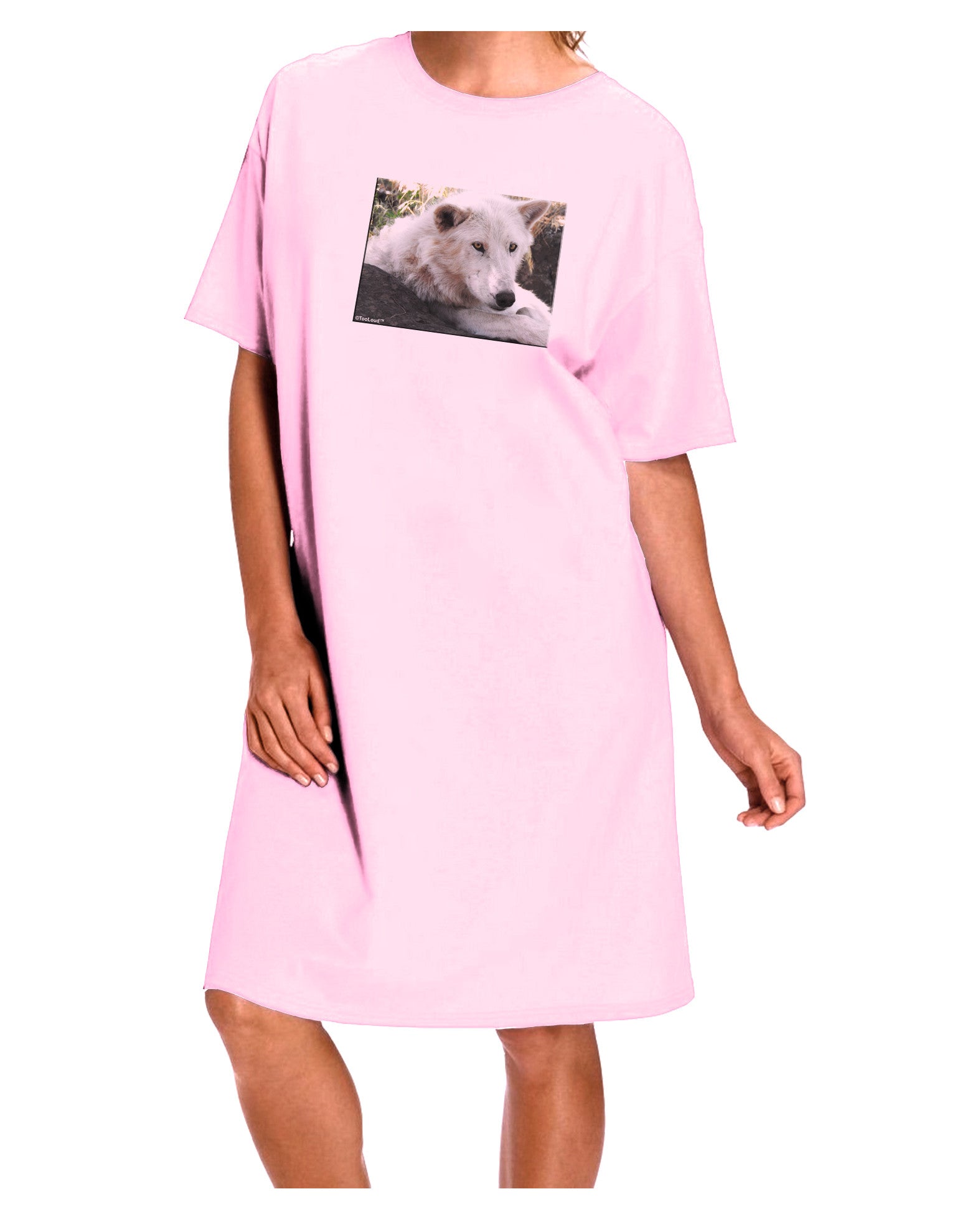 Laying White Wolf Adult Wear Around Night Shirt and Dress-Night Shirt-TooLoud-Pink-One-Size-Davson Sales