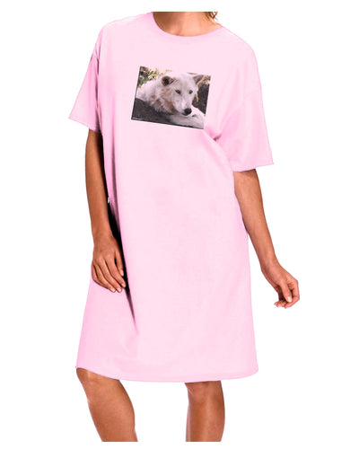 Laying White Wolf Adult Wear Around Night Shirt and Dress-Night Shirt-TooLoud-Pink-One-Size-Davson Sales