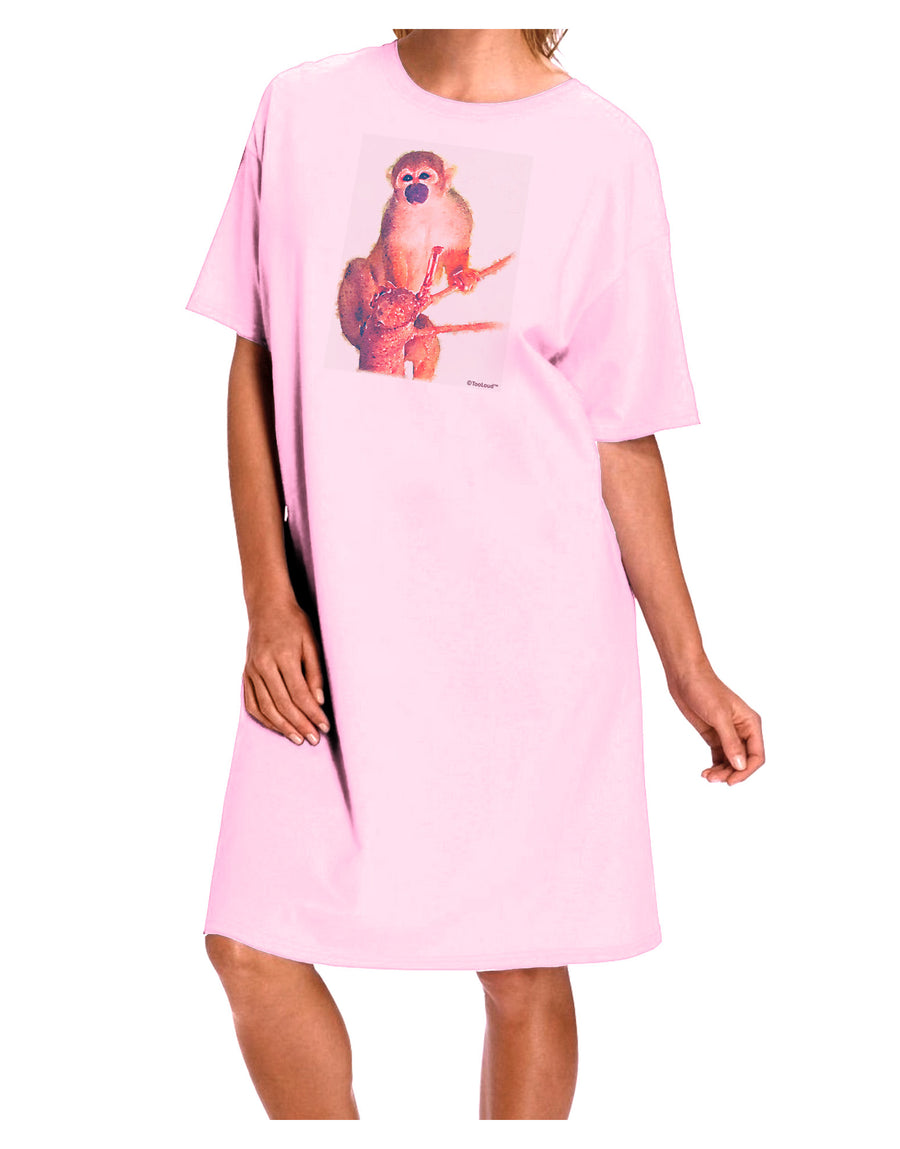 Monkey in Tree Watercolor Adult Wear Around Night Shirt and Dress-Night Shirt-TooLoud-Pink-One-Size-Fits-Most-Davson Sales