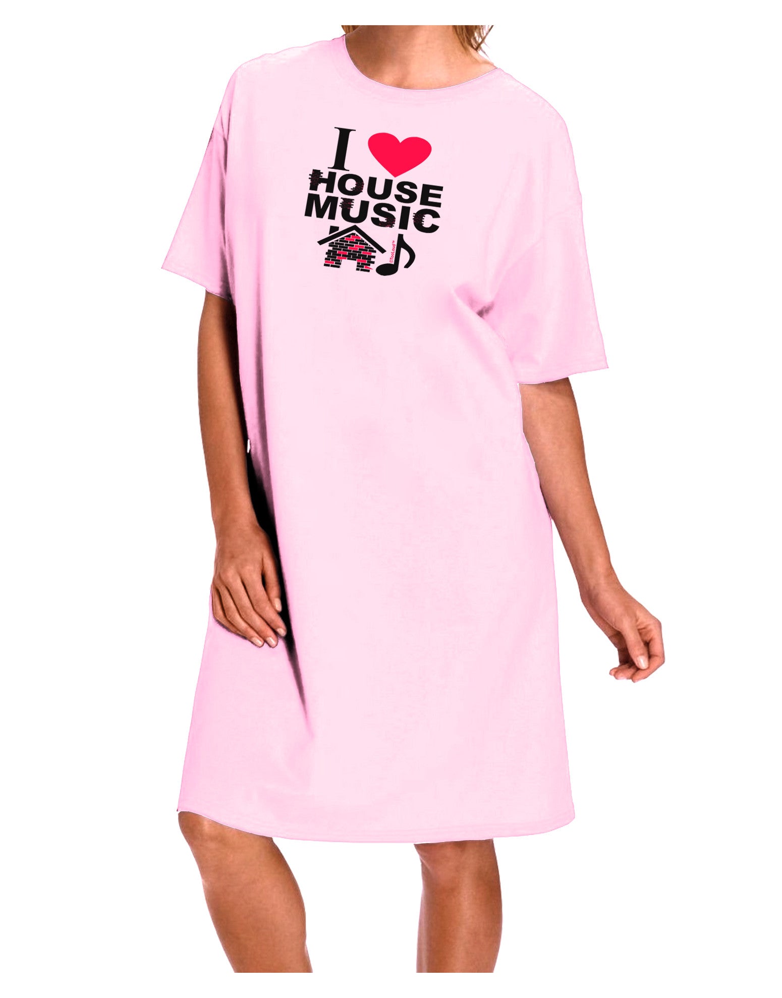I Love House Pink Adult Wear Around Night Shirt and Dress-Night Shirt-TooLoud-Pink-One-Size-Fits-Most-Davson Sales