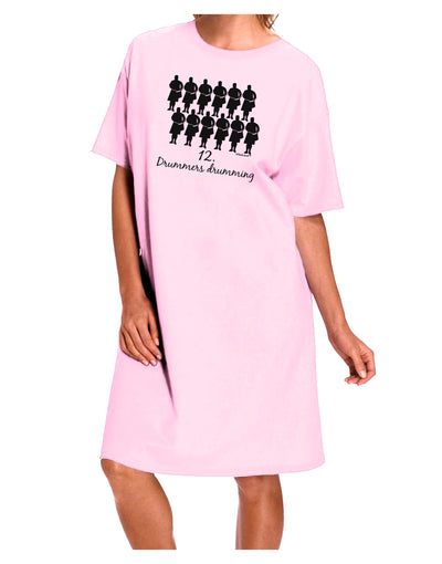 Twelve Drummers Drumming Text Adult Wear Around Night Shirt and Dress-Night Shirt-TooLoud-Pink-One-Size-Fits-Most-Davson Sales