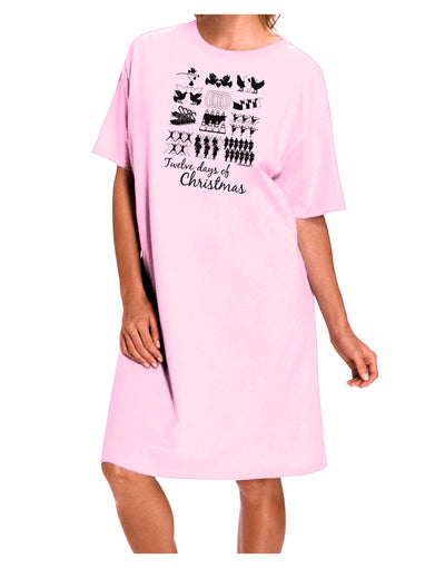 TooLoud Twelve Days of Christmas Text Adult Wear Around Night Shirt and Dress-Night Shirt-TooLoud-Pink-One-Size-Fits-Most-Davson Sales