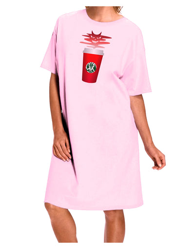 Red Cup Satan Coffee Adult Wear Around Night Shirt and Dress by-Night Shirt-TooLoud-Pink-One-Size-Fits-Most-Davson Sales