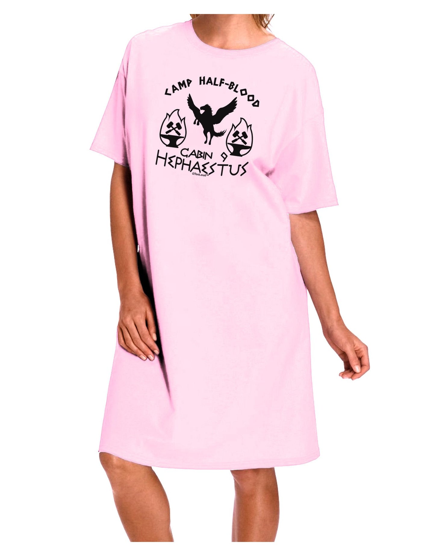 Cabin 9 Hephaestus Half Blood Adult Wear Around Night Shirt and Dress-Night Shirt-TooLoud-Pink-One-Size-Fits-Most-Davson Sales