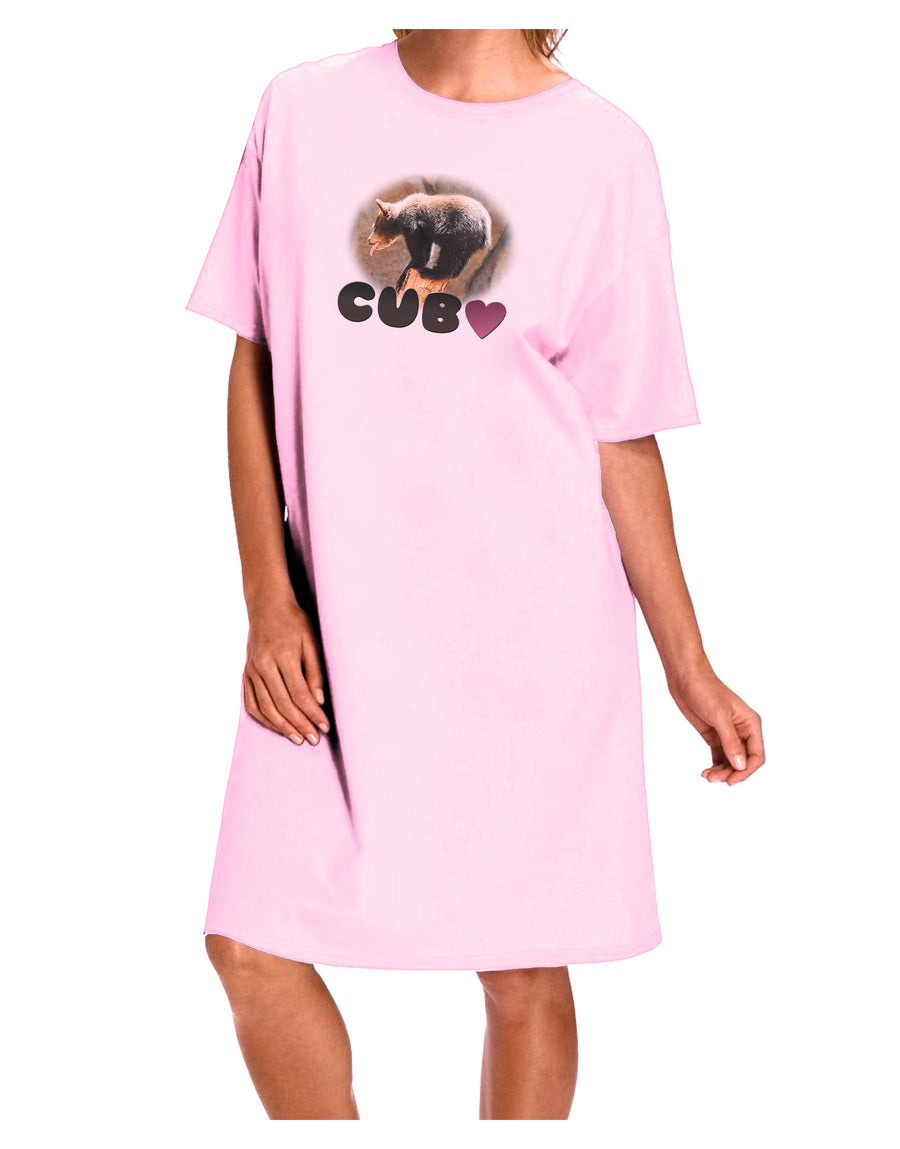 Balancing Bear Cub with Text Adult Wear Around Night Shirt and Dress-Night Shirt-TooLoud-Pink-One-Size-Fits-Most-Davson Sales