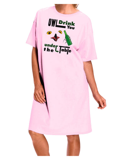 Owl Drink You Under the Table Adult Wear Around Night Shirt and Dress-Night Shirt-TooLoud-Pink-One-Size-Fits-Most-Davson Sales