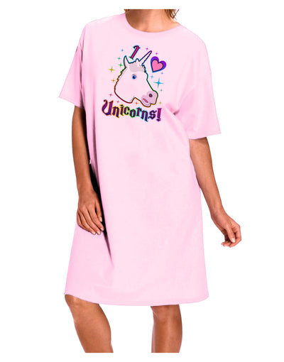 I love Unicorns Adult Wear Around Night Shirt and Dress-Night Shirt-TooLoud-Pink-One-Size-Fits-Most-Davson Sales