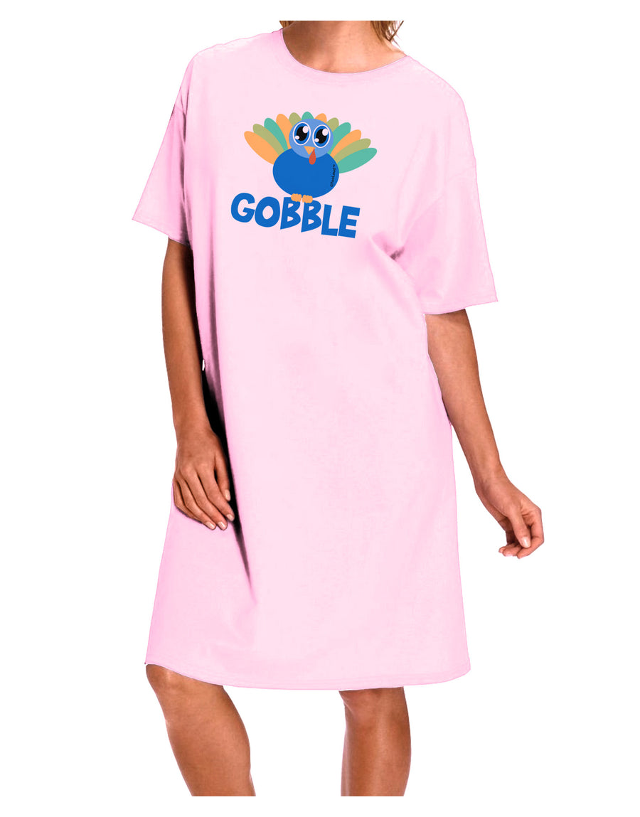 Cute Gobble Turkey Blue Adult Wear Around Night Shirt and Dress-Night Shirt-TooLoud-Pink-One-Size-Fits-Most-Davson Sales