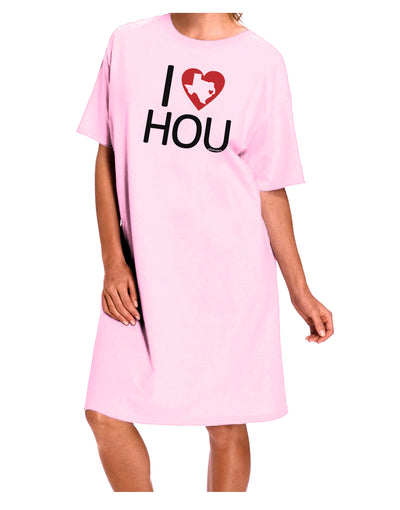 I Heart Houston Adult Wear Around Night Shirt and Dress-Night Shirt-TooLoud-Pink-One-Size-Davson Sales