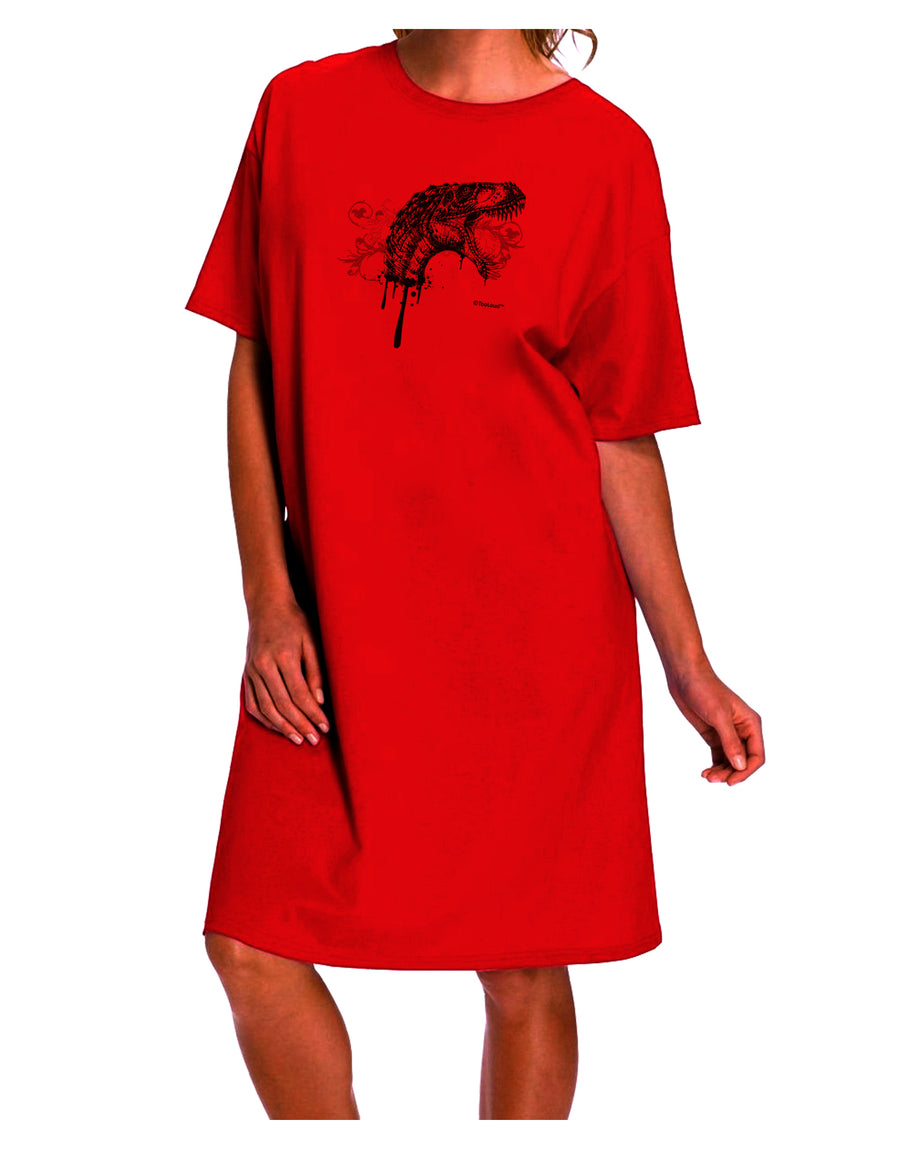 Artistic Ink Style Dinosaur Head Design Adult Wear Around Night Shirt and Dress by TooLoud-Night Shirt-TooLoud-Red-One-Size-Davson Sales