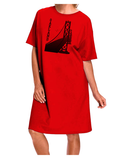 Oakland Text Bay Bridge Adult Wear Around Night Shirt and Dress-Night Shirt-TooLoud-Red-One-Size-Fits-Most-Davson Sales