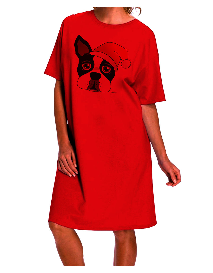 Cute Dog with Santa Hat - Christmas Adult Wear Around Night Shirt and Dress-Night Shirt-TooLoud-Red-One-Size-Fits-Most-Davson Sales