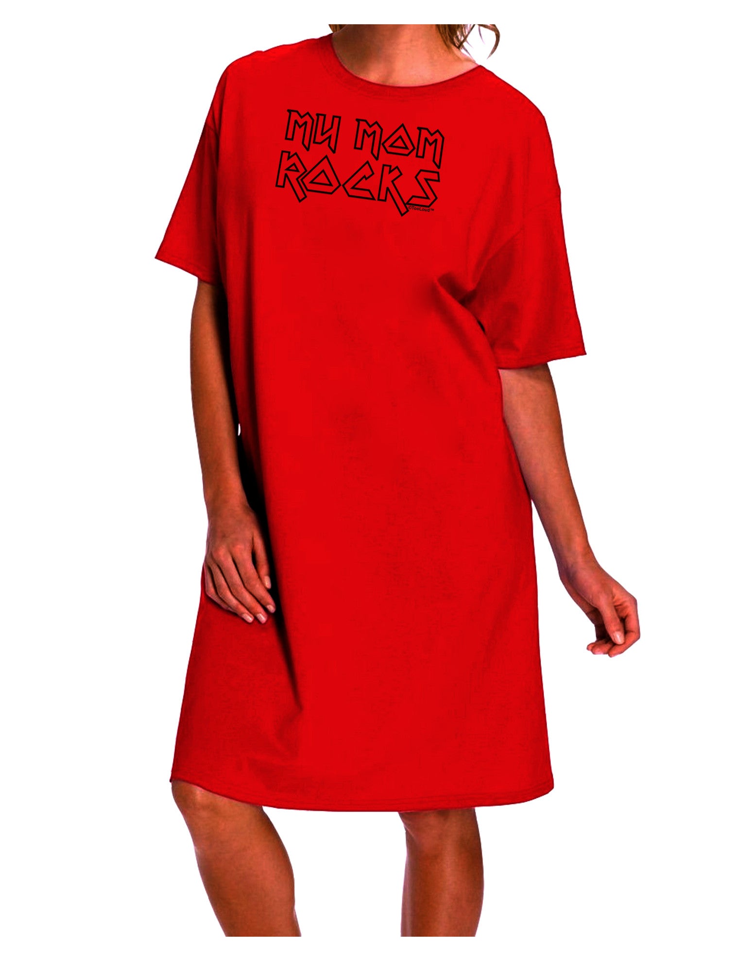 My Mom Rocks - Mother's Day Adult Wear Around Night Shirt and Dress-Night Shirt-TooLoud-Red-One-Size-Fits-Most-Davson Sales