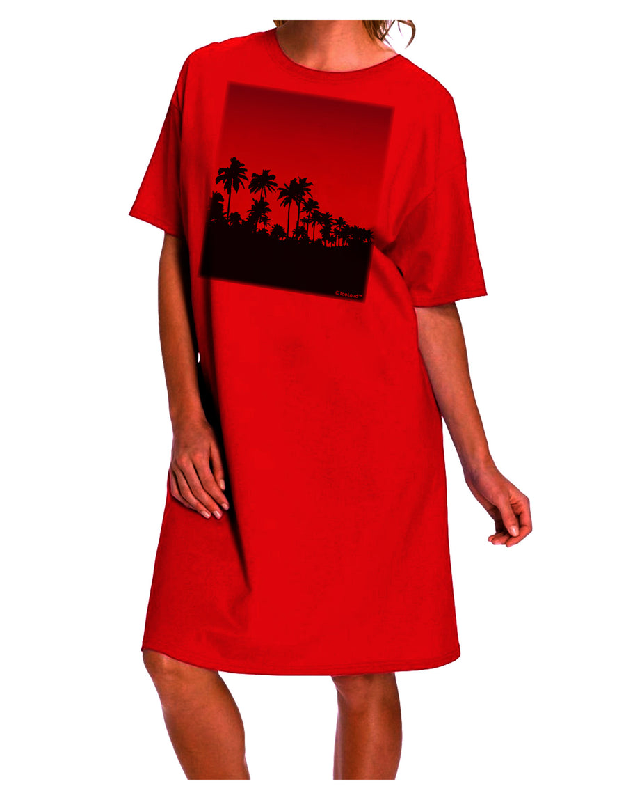 Palm Trees and Sunset Design Adult Wear Around Night Shirt and Dress by TooLoud-Night Shirt-TooLoud-Red-One-Size-Davson Sales