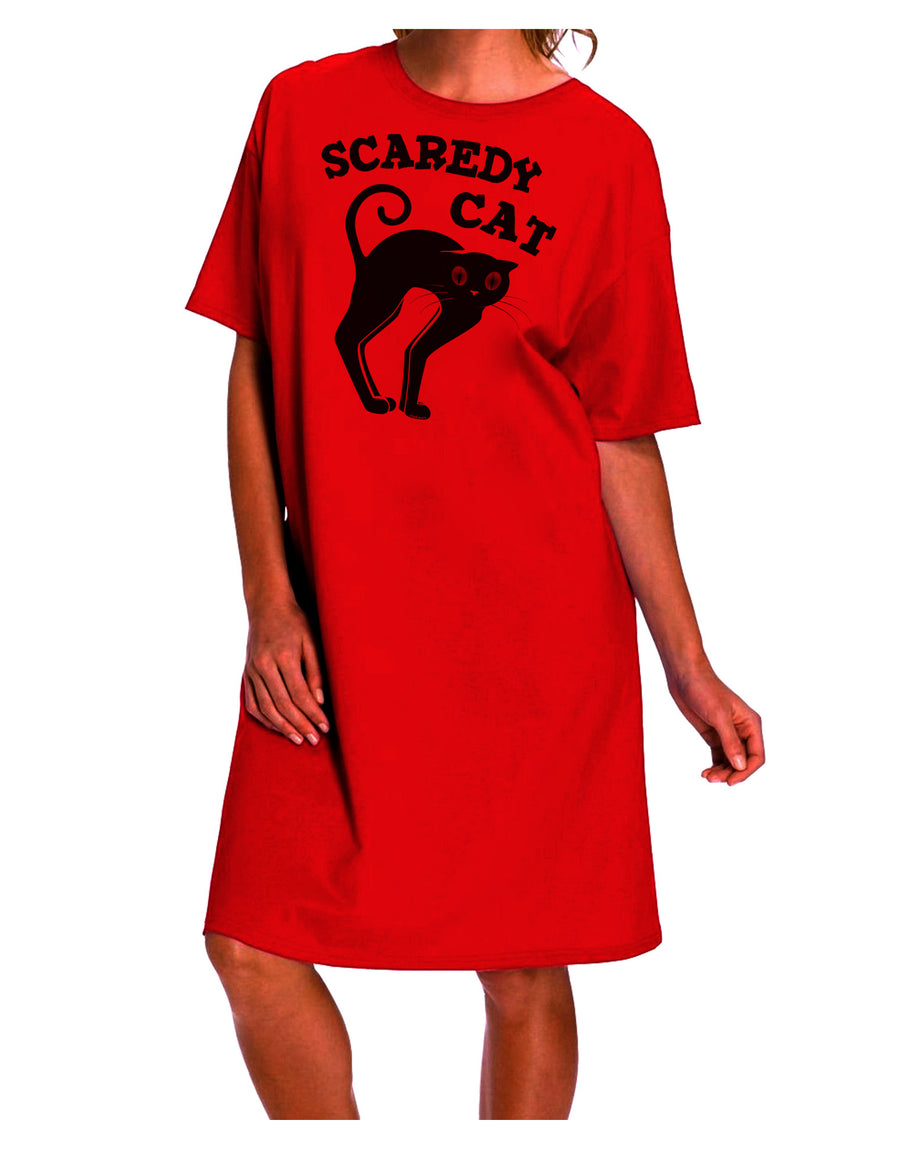 Cute Scaredy Cat Black Cat Halloween Adult Wear Around Night Shirt and Dress-Night Shirt-TooLoud-Red-One-Size-Fits-Most-Davson Sales