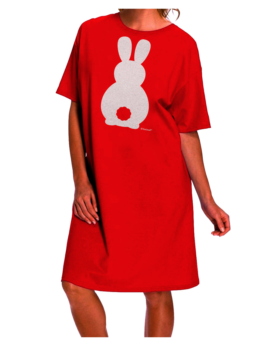 Cute Bunny Silhouette with Tail - White Glitter Adult Wear Around Night Shirt and Dress by TooLoud-Night Shirt-TooLoud-Red-One-Size-Davson Sales