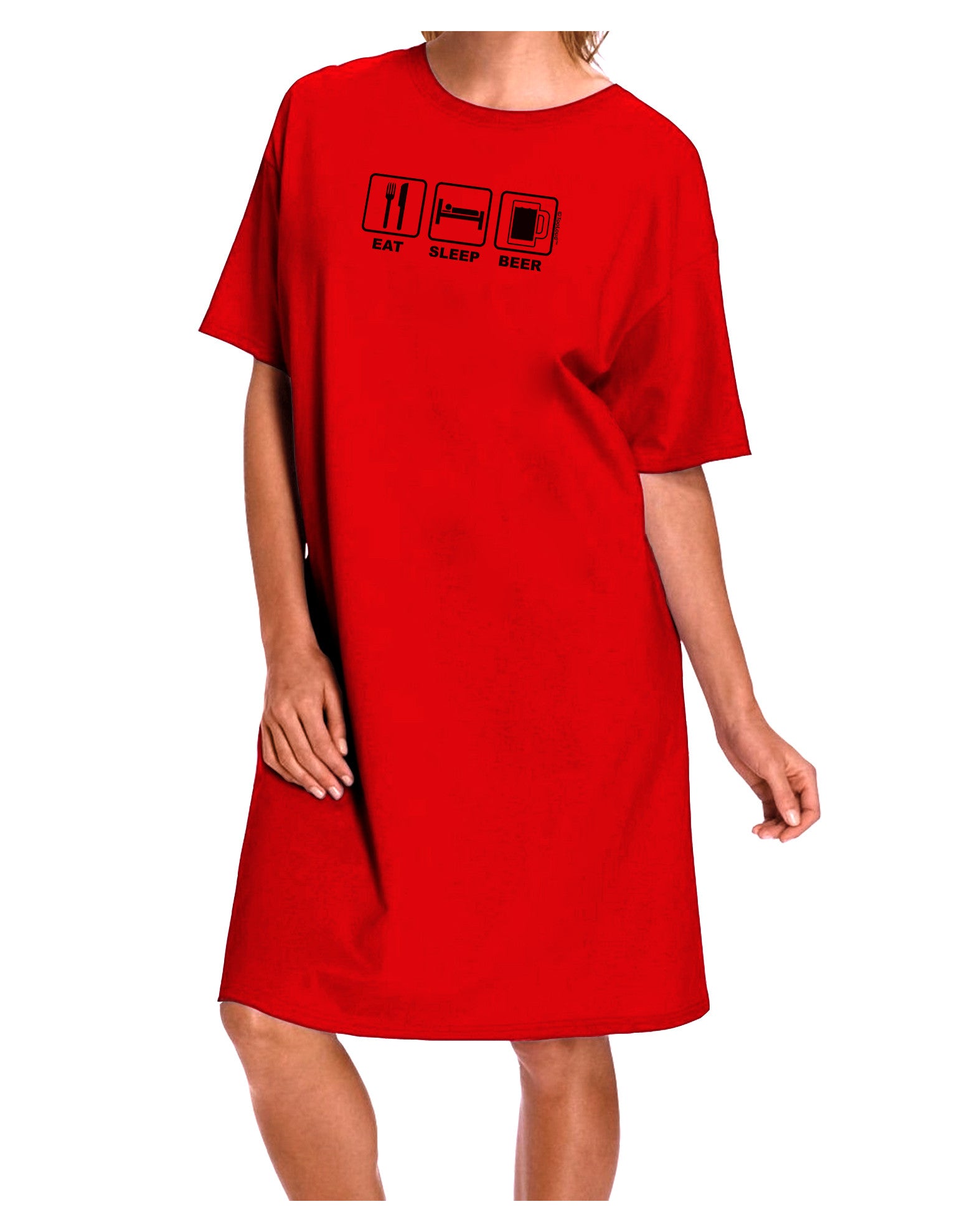 Eat Sleep Beer Design Adult Wear Around Night Shirt and Dress by TooLoud-Night Shirt-TooLoud-Red-One-Size-Davson Sales